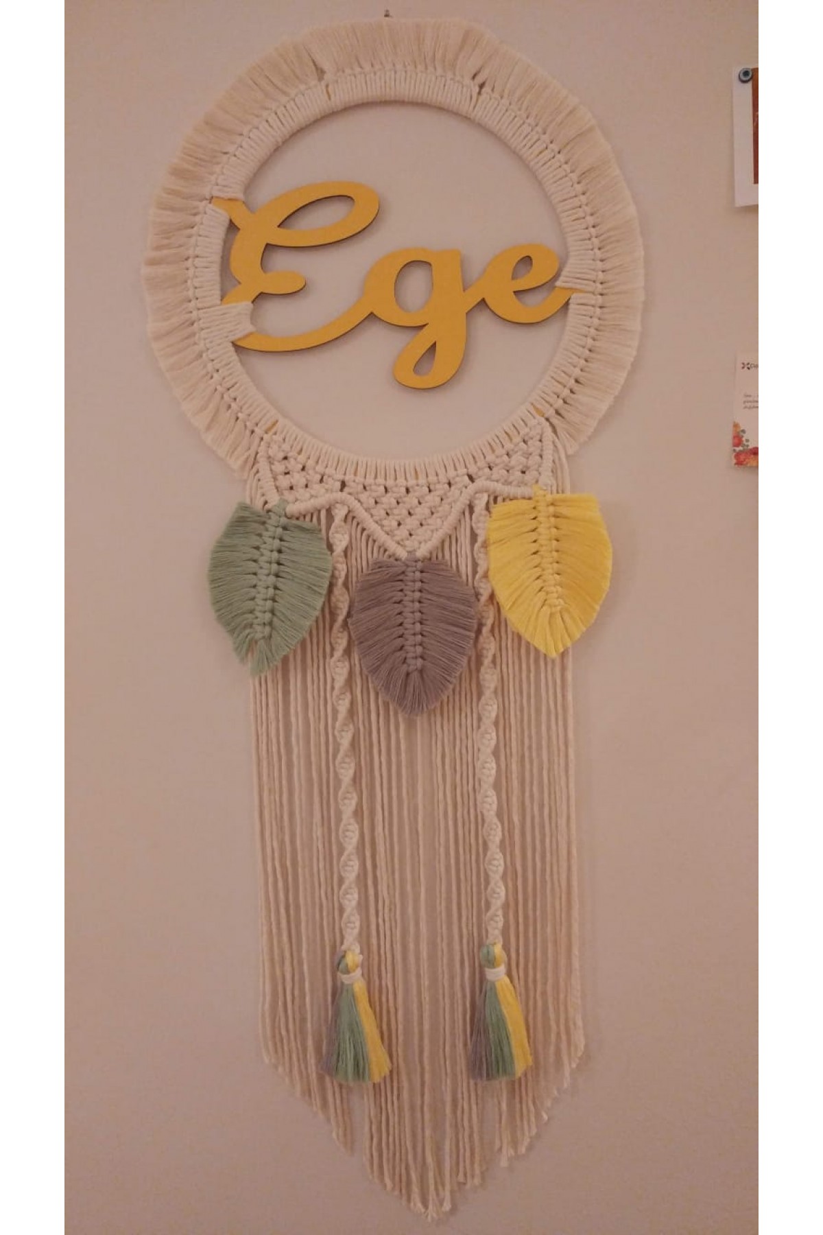 İsimli Kapı Süsü Makrome Örgü